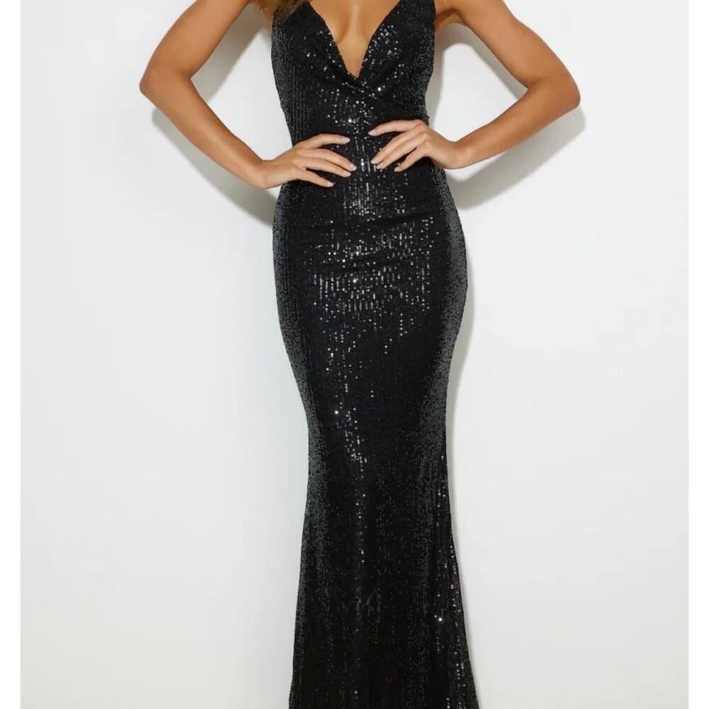 Hello Molly Black Sequin Mermaid Prom Dress